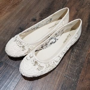 Zigisoho Cream White Lace Flats